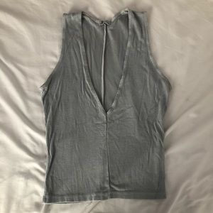 Pale Blue V-Neck Crop